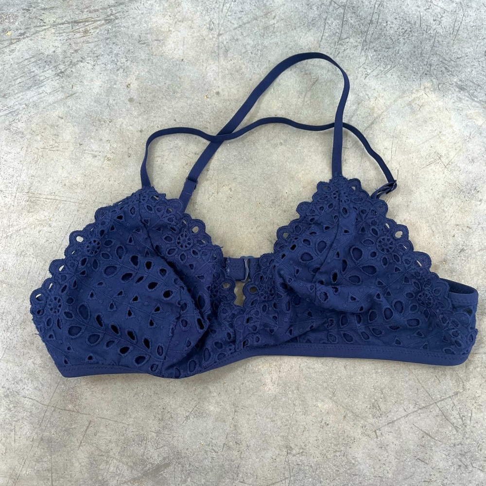 Aerie NWOT  Navy Blue Lace Small Criss Cross Strap Bralette